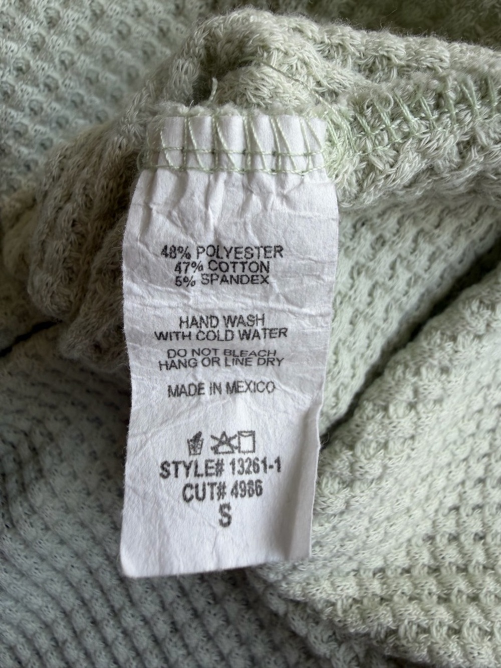 Charlotte Avery Women’s Light Green Knit Dolman Sleeve Cropped Top Waffle Knit S - Picture 5 of 5